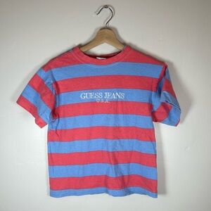 Vintage guess jeans striped tee size small